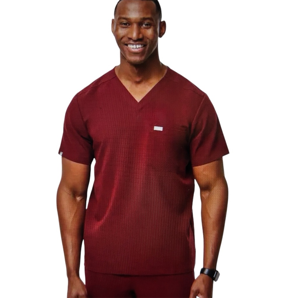 Burgundy V-Neck Scrub Top